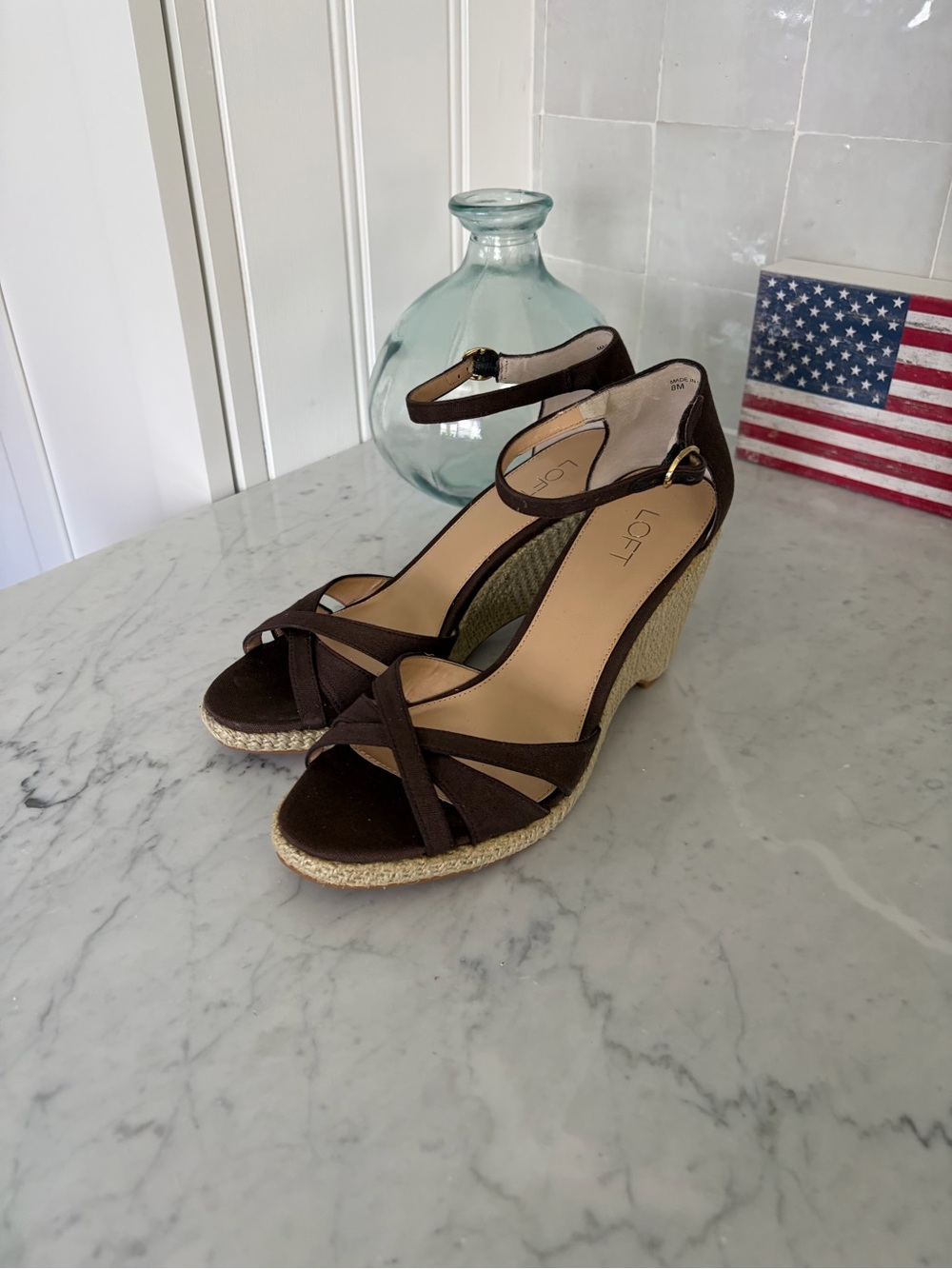 LOFT NWT Brown Wedge Sandals